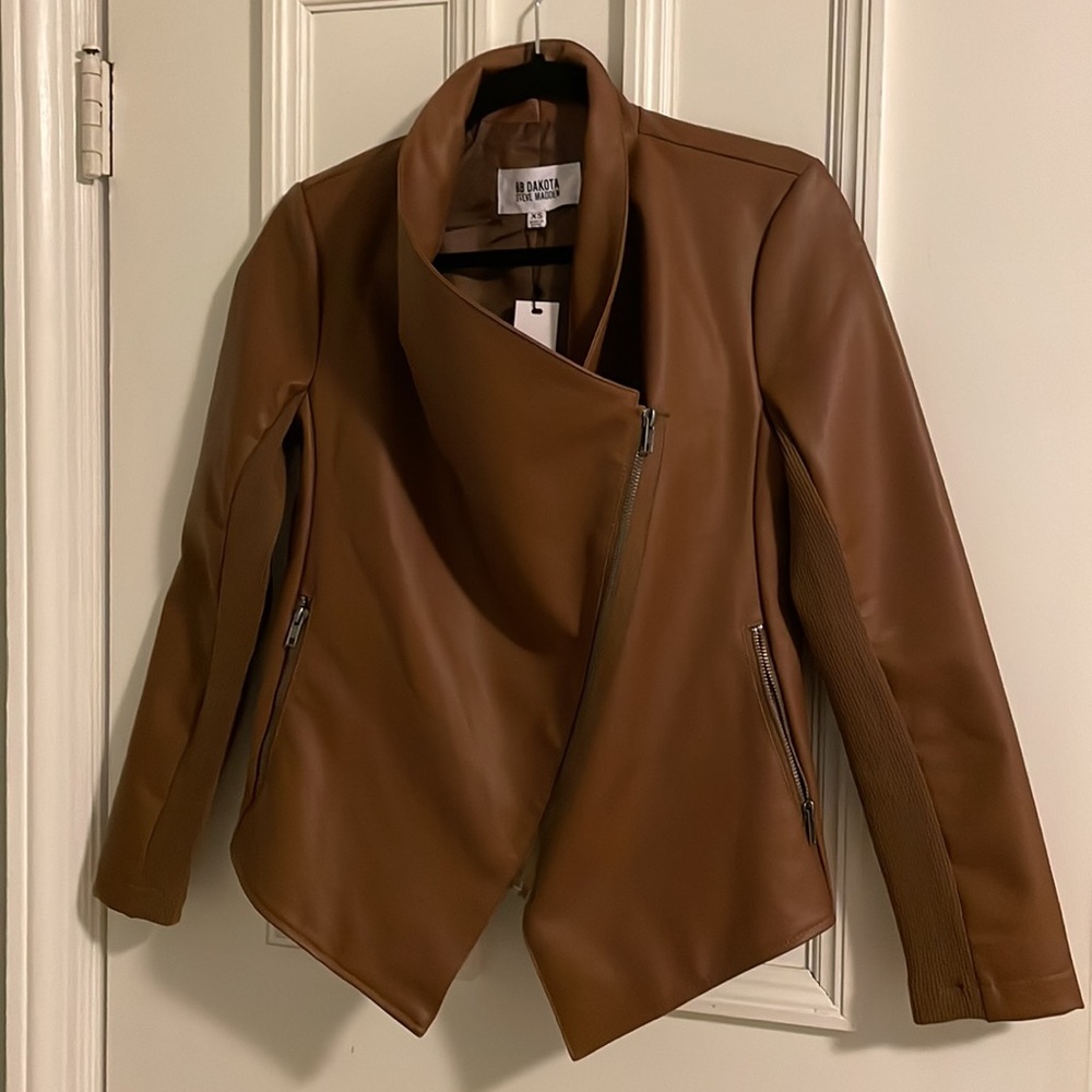 Steve Madden brown leather jacket - Picture 3 of 6